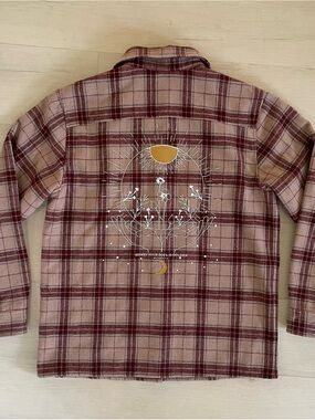 Wondery Outdoors Fall Wool Plaid Flannel Shacket Womens Celestial Jacket Medium